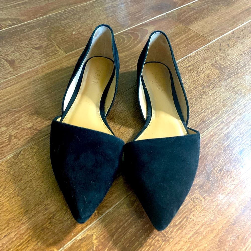 Black suede J Crew d’Orsey flats